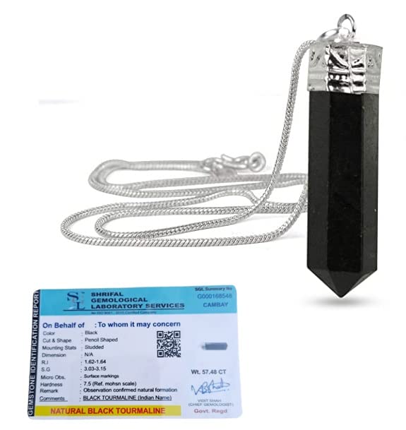 Divinity Crystals Black Tourmaline Pendant Locket with German Silver Chain for Protection, Motivation, and Healing Default Title